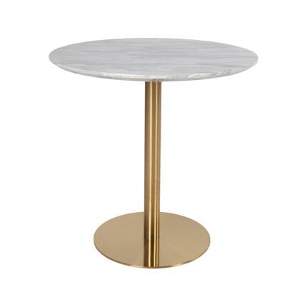 Bolzano spisebord i marmorlook m. messingfod - Ø90 cm 
